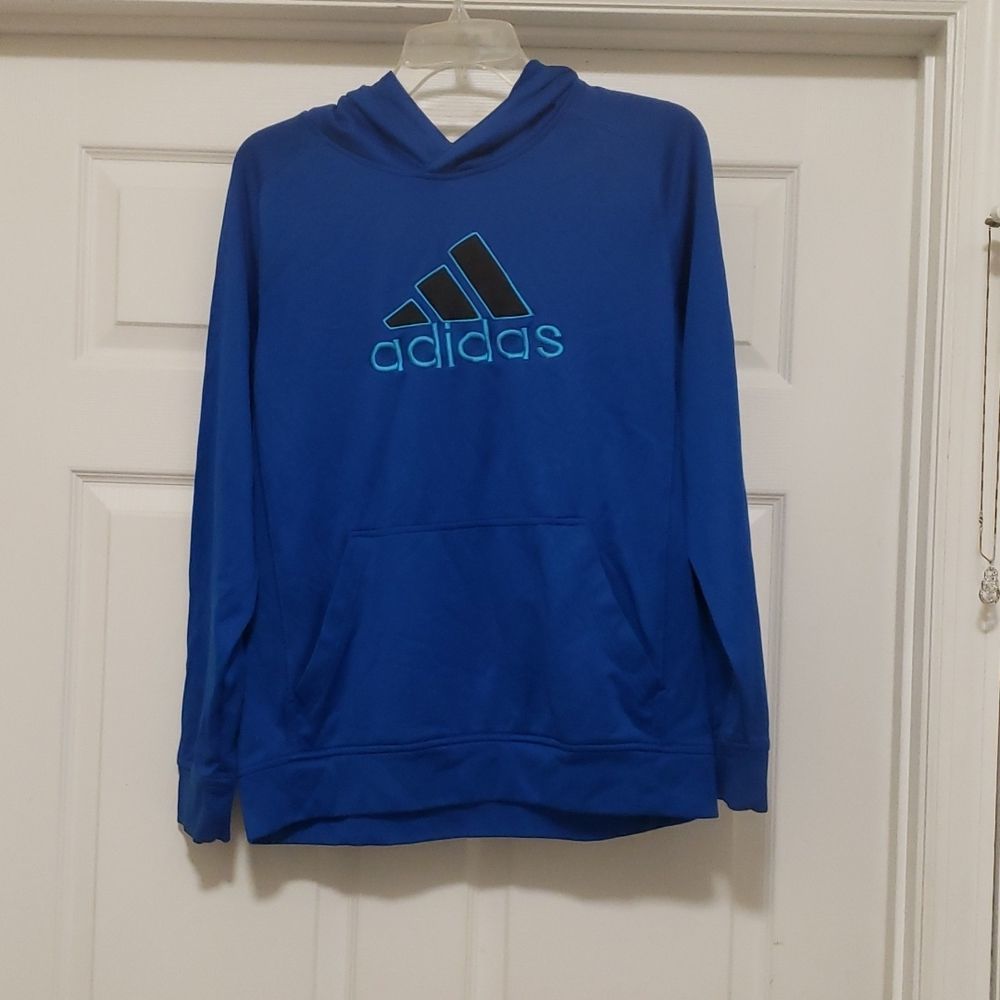 Adidas mens blue pullover Sweatshirt with hoodie